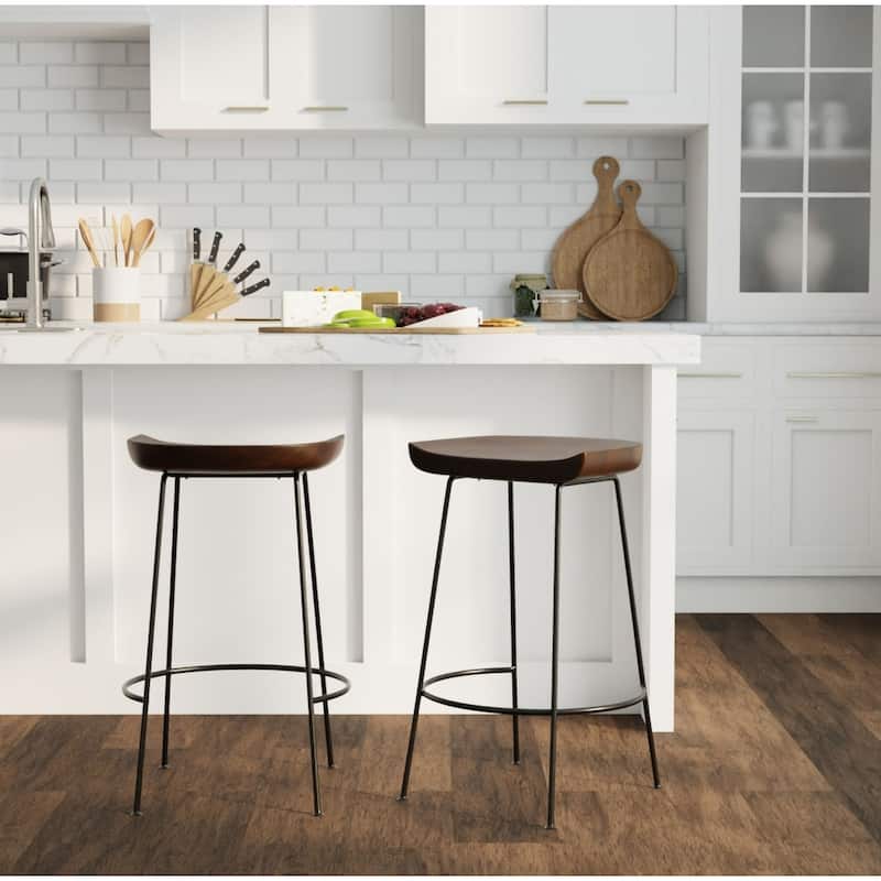 Curved Barstools - 30.5" - Brown and Black - Set of 2