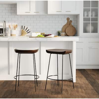 Curved Barstools - 30.5" - Brown and Black - Set of 2