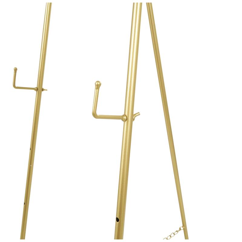 Metal Scroll Adjustable 3 Tier Display Easel with Chain Support and Swirl Finial - Black or Gold - Roche River Decor