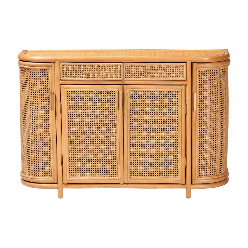 McKenna Natural Rattan Sideboard - Handwoven Wicker Buffet Credenza, Boho Coastal Style for Dining or Living Room, 2-Drawer