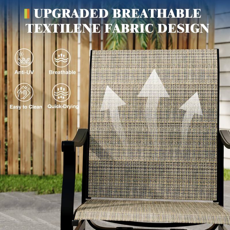 Patio Swivel Dining Chairs Textilene High Back Set of 2