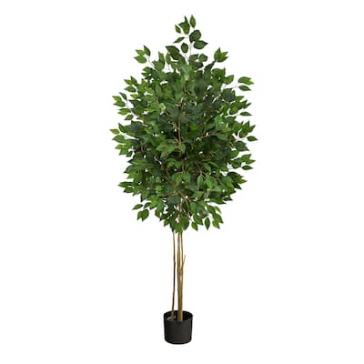 64" Ficus Artificial Tree UV Resistant (Indoor/Outdoor) - 6"