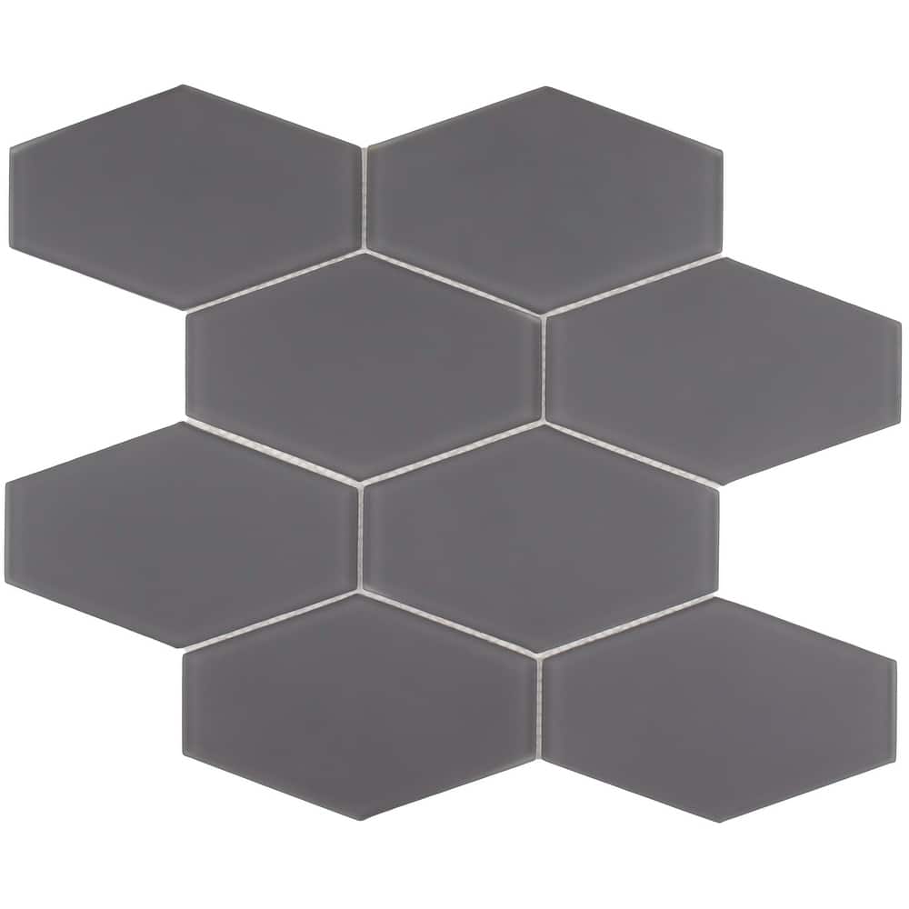 Long Hex 11 in. x 11 in. Glass Mesh-Mounted Mosaic Tile