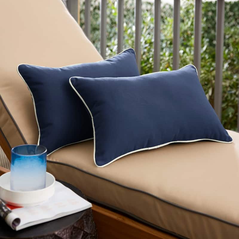 Sunbrella Canvas Navy/ Canvas Natural Indoor/ Outdoor Pillow Set - 13 in x 20 in