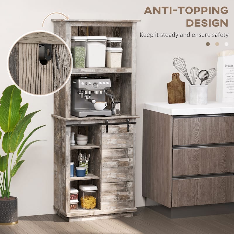 Freestanding Rustic Kitchen Buffet with Hutch - Vintage