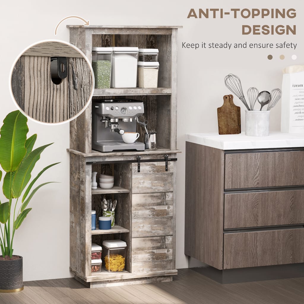 Pantry Storage Cabinet with Sliding Barn Door, Adjustable Shelf