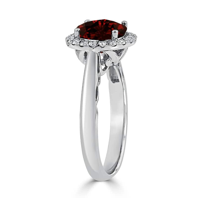 Auriya 2 1/2ct Round Garnet Gemstone and Halo Diamond Engagement Ring 1/4ctw 14k Gold