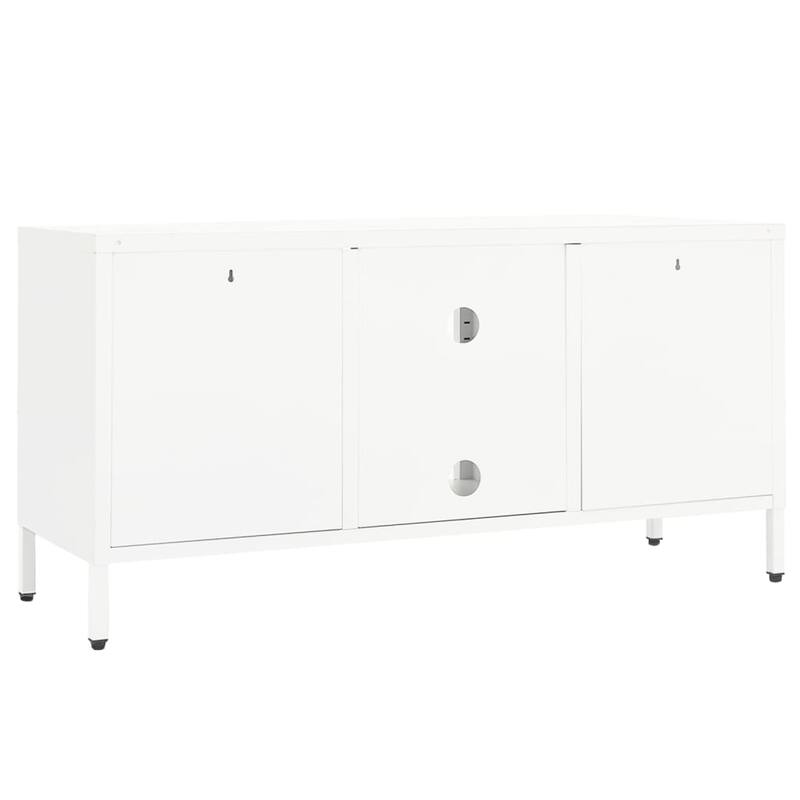 vidaXL TV Cabinet White 41.3"x13.7"x20.4" Steel and Glass - 41.3" x 13.7" x 20.4" - 41.3" x 13.7" x 20.4"