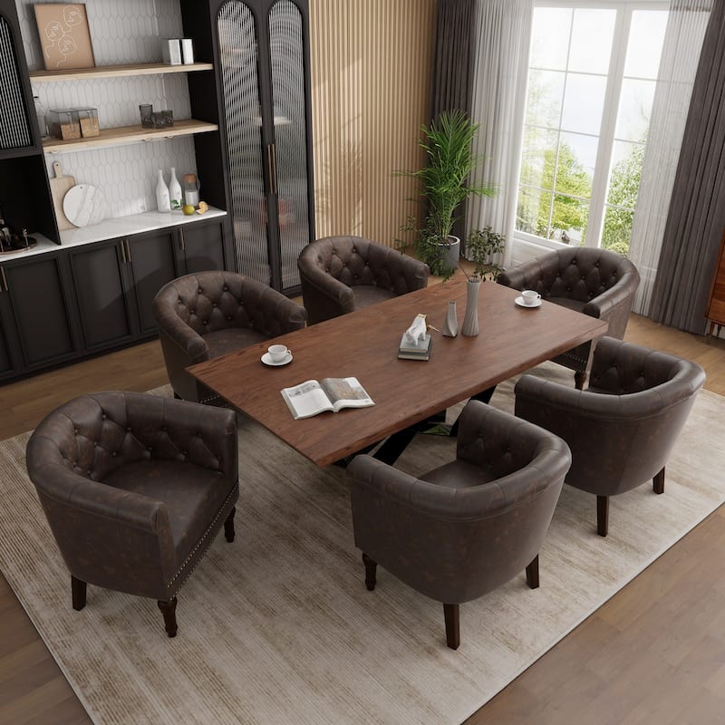 25 " Wide Tufted Accent Chair Armchair - CHOCOLATE - 6 SET