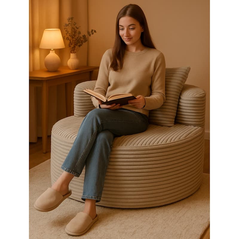 Floor Standing Single Sofa Chair Accent Chair Corduroy Barrel Chair