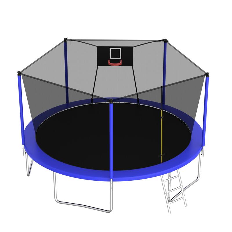 14FT Trampoline Set with Swing,Sports Fitness Trampolines with Enclosure Net, Recreational Trampolines