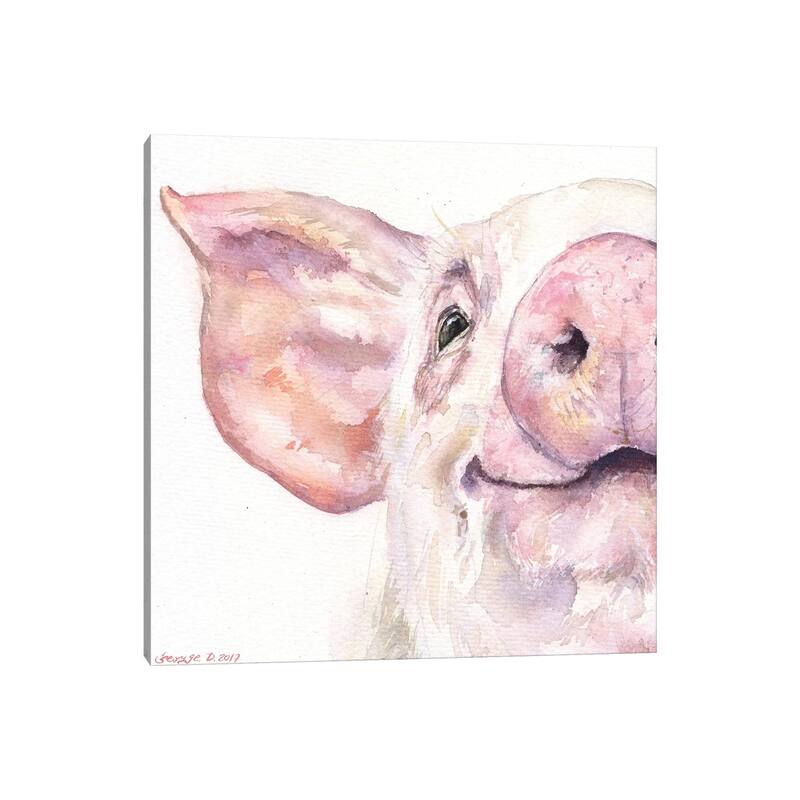 iCanvas "Happy Pig" by George Dyachenko Canvas Print
