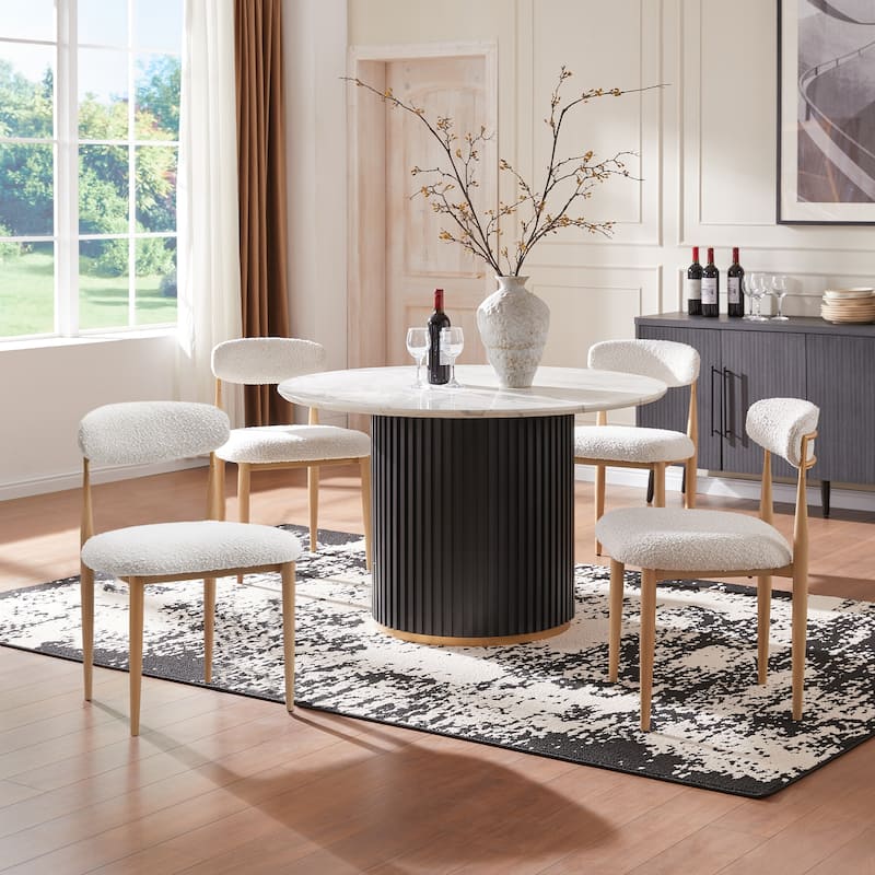 Morden Fort Modern Boucle Dining Chairs Armless Chair Set of 4