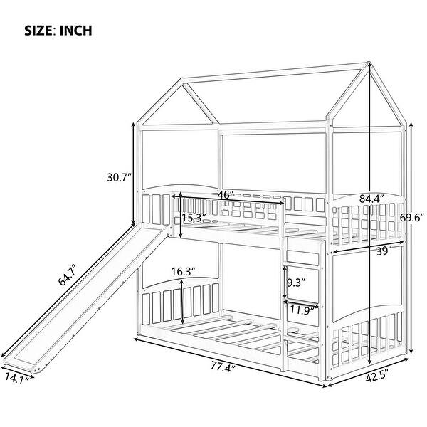 Twin Over Twin House Bunk Bed with Slide and Ladder - Bed Bath & Beyond ...