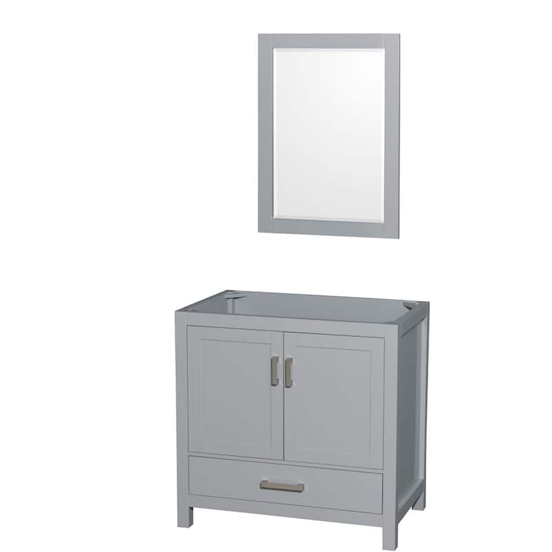 Wyndham Collection Sheffield 36" Hardwood Vanity Cabinet and Mirror - - Gray - Ash Finish