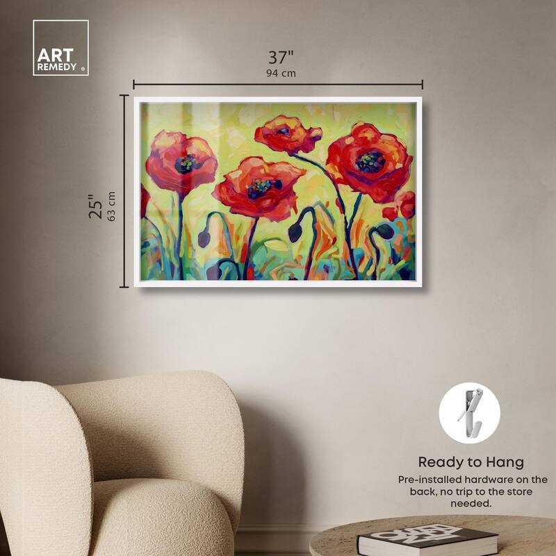 Red Poppy Field II Shadowbox by Art Remedy