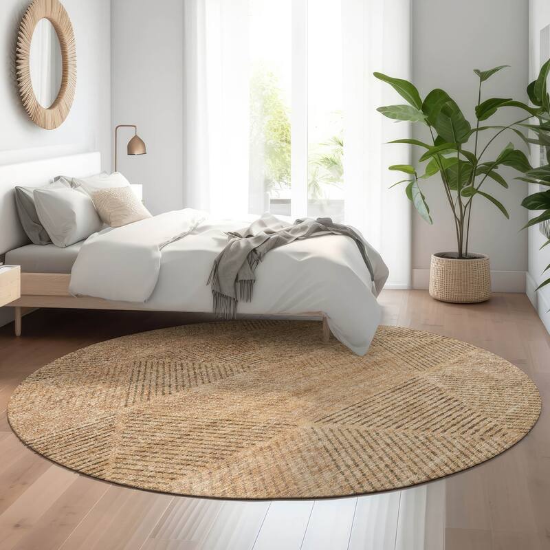 Premium Washable Super Soft Mid Century Modern Mayfield Rug - Copper - 8' x 8' - Round
