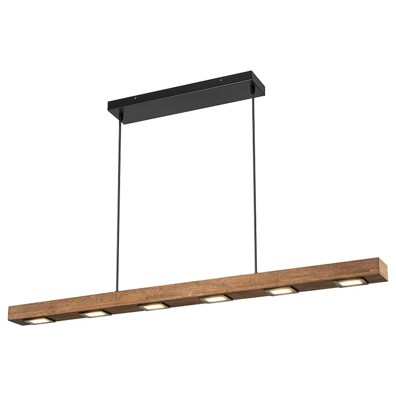 6/7/8-Light Modern Farmhouse Linear Wood LED Pendant Light for Kitchen Island