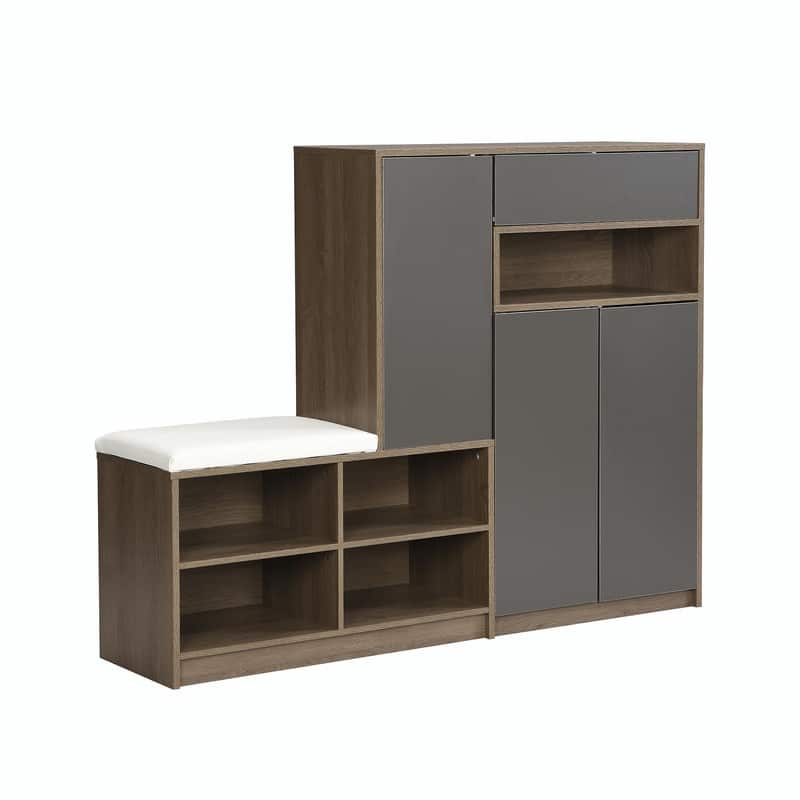 Multi-functional Shoe Storage Bench with Padded Seat