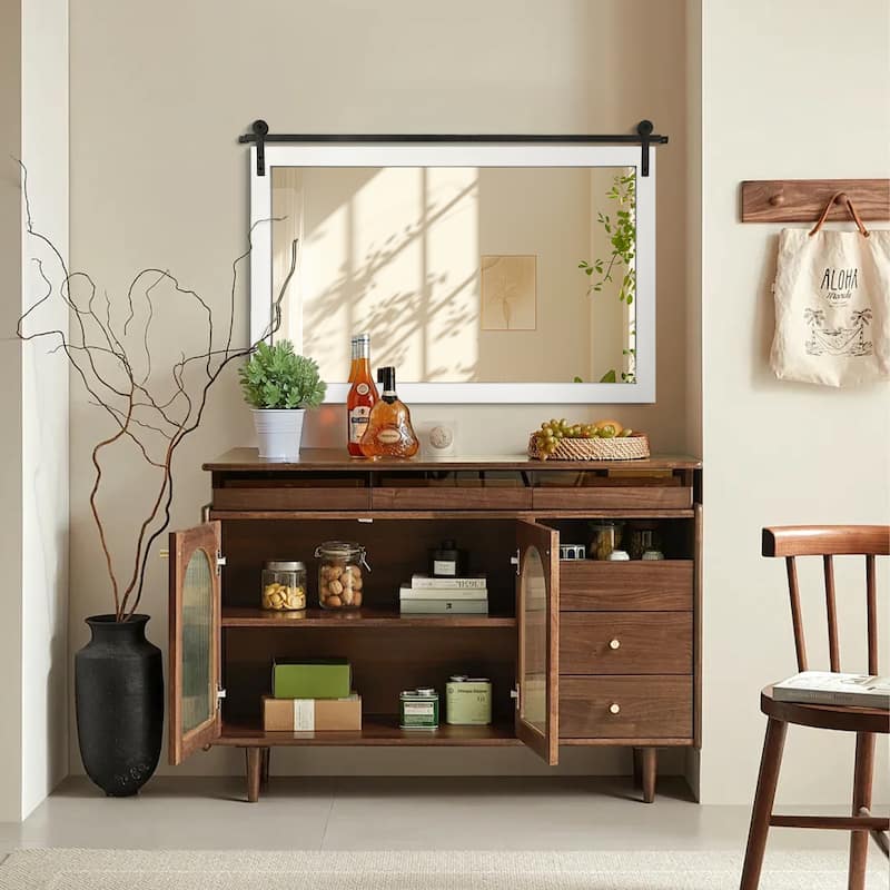 Rectangle Wood Framed Decorative Wall Mirror