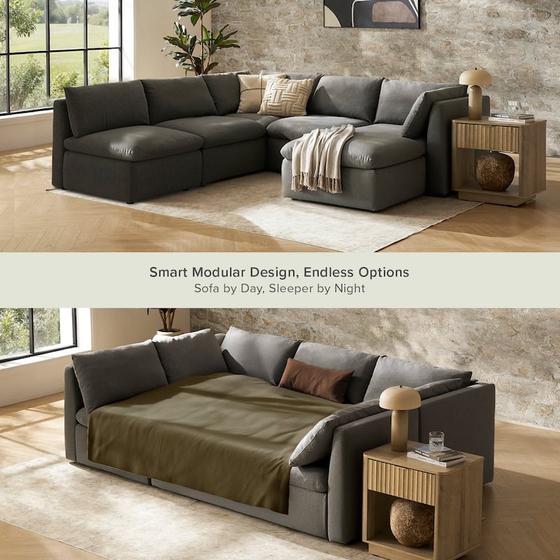 Mopio Macy Modular Sectional Sofa, Modern Couches with Ottoman Chaise Grey