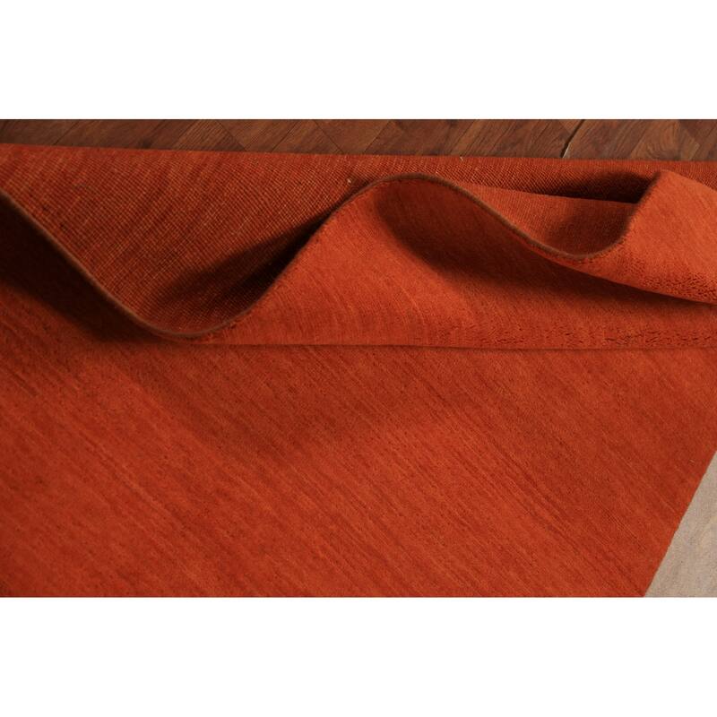 Orange Modern Gabbeh Oriental Rug Handmade Wool Carpet - 3'4" x 6'5"