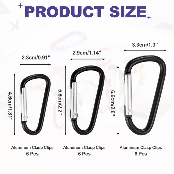 Aluminum Spring Snap Hook, Sturdy Buckle Structure, 18-Piece Set