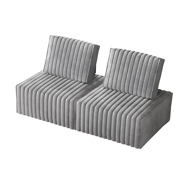 CraftPorch 2-Pieces Contemporary Clean-Line Linen Upholstered - 2 Piece - Silver Grey
