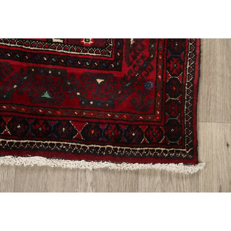 Geometric Balouch Persian Wool Area Rug Hand-knotted Foyer Carpet - 3'3" x 4'11"