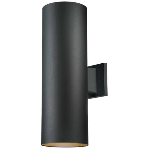 Volume Lighting 2-Light Black Outdoor Cylinder Wall Mount