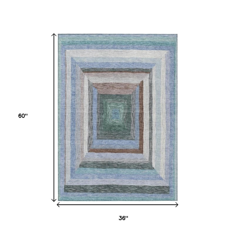 HomeRoots Geometric Transitional Rectangle Outdoor Rug