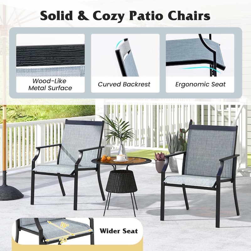 2 PCS Patio Dining Chairs Large Outdoor Chairs Breathable Seat