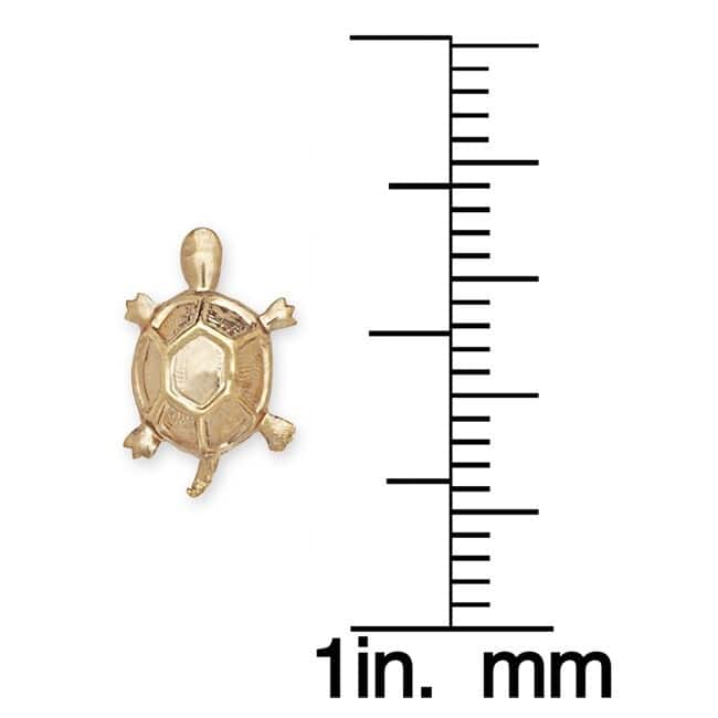 Curata 14k Yellow Gold Children's Turtle Stamping Stud Earrings
