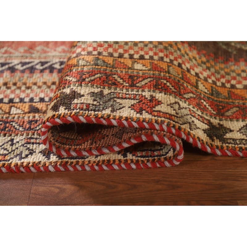 Hand Knotted Oriental 100% Wool Carpet Traditional Geometric Oranges & Rust Shiraz Area Rug - 7' 9'' X 5' 0''