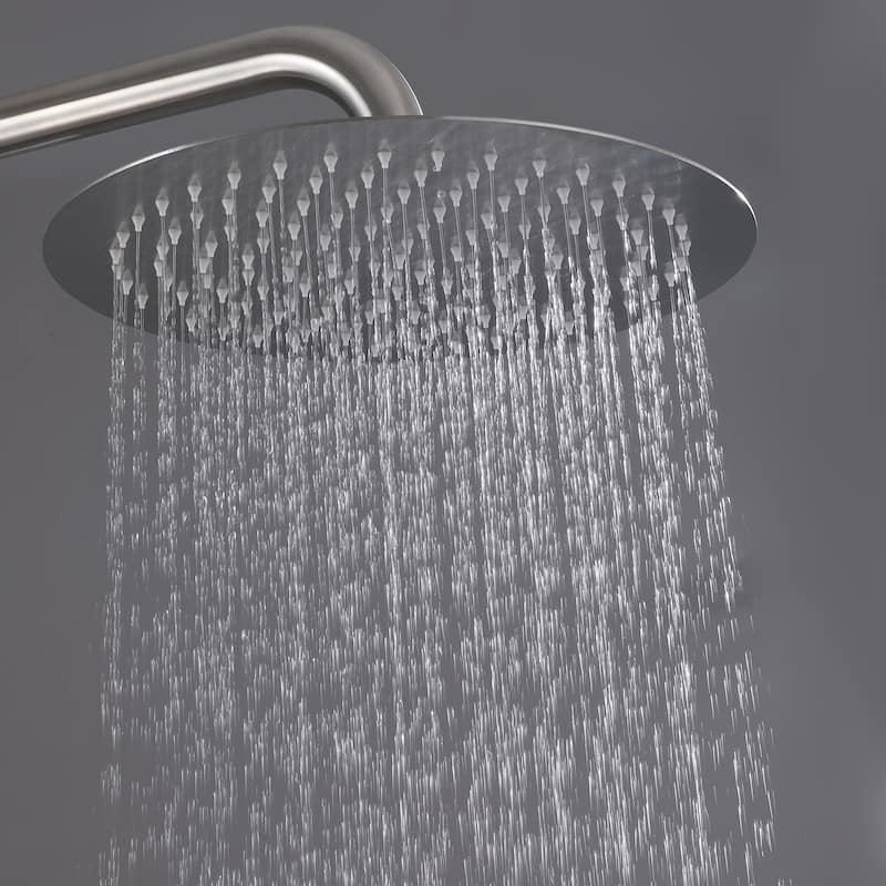 85"H Freestanding Rainfall Outdoor Shower, Stainless Steel Single Handle Shower Head Kit, Shower Fixture Combo Set