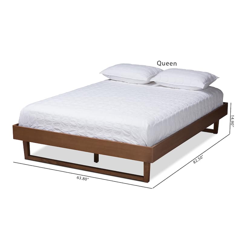 Full Size Platform Bed Frame - Walnut Brown Wood Bed - Low Profile Design - No Box Spring Needed - HomeStock