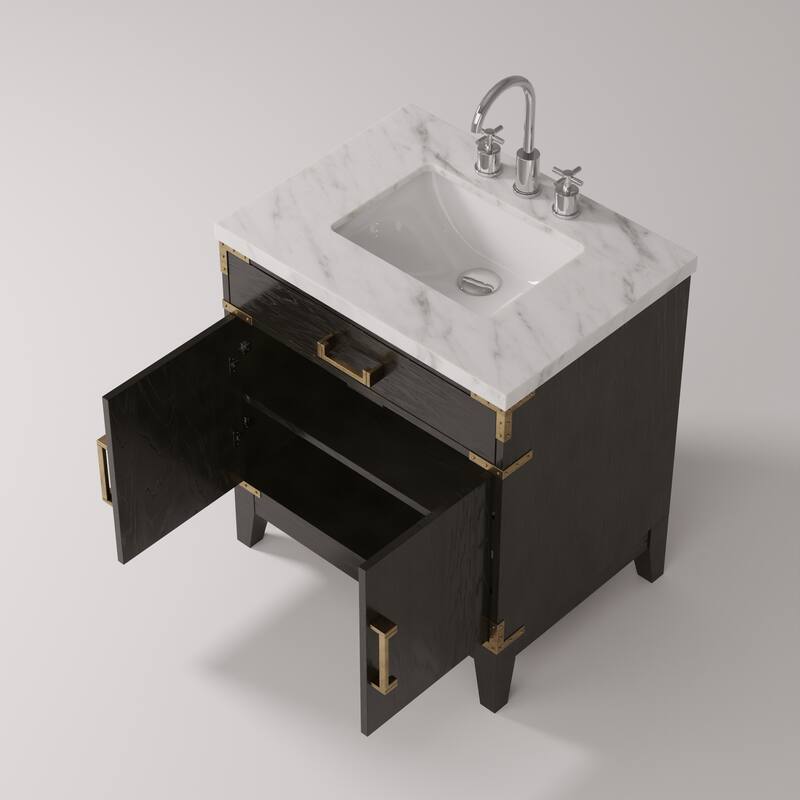 Laurel Bath Vanity Carrara Marble Top, Sink and Faucet