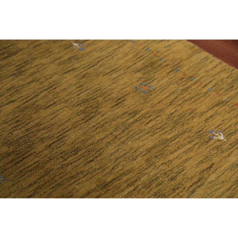 Green Gabbeh Indian Foyer Rug Handmade Wool Carpet - 2'11" x 4'10"