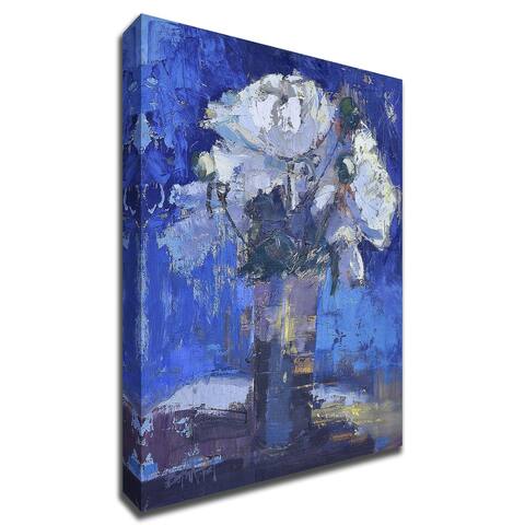 White Peonies by Beth A. Forst With Hand Painted Brushstrokes, Print on Canvas