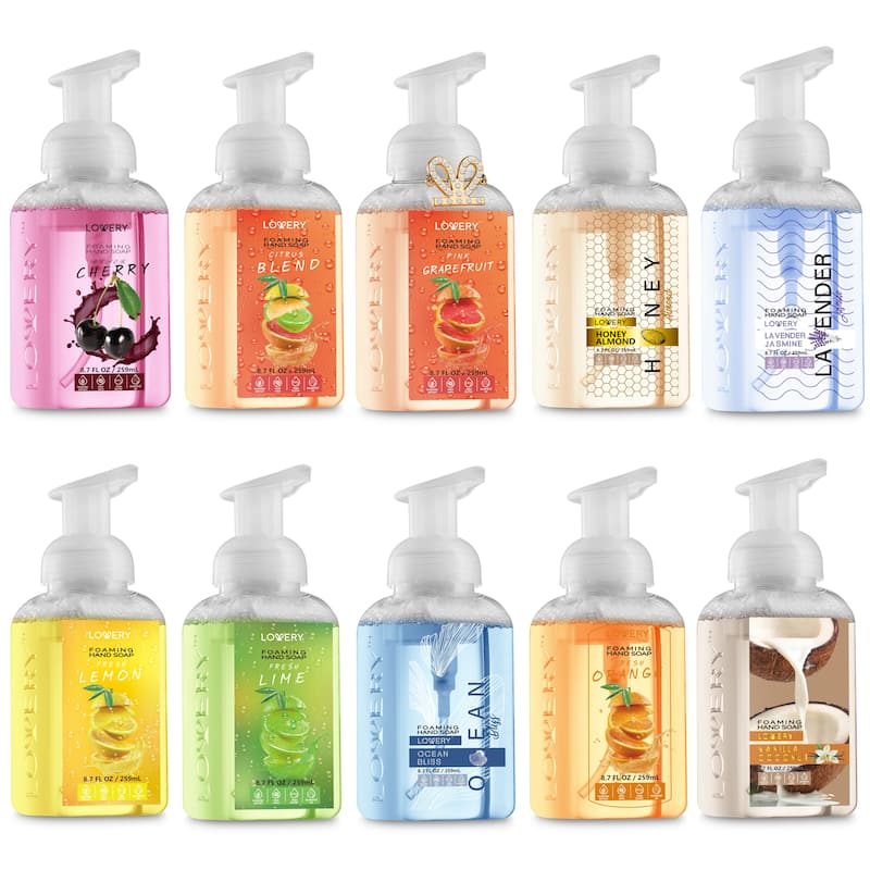 Foaming Hand Soap Pack of 10 - Moisturizing Hand Soap with Aloe Vera and Essential Oils - Alcohol-Free Hand Wash in Citrus Blend