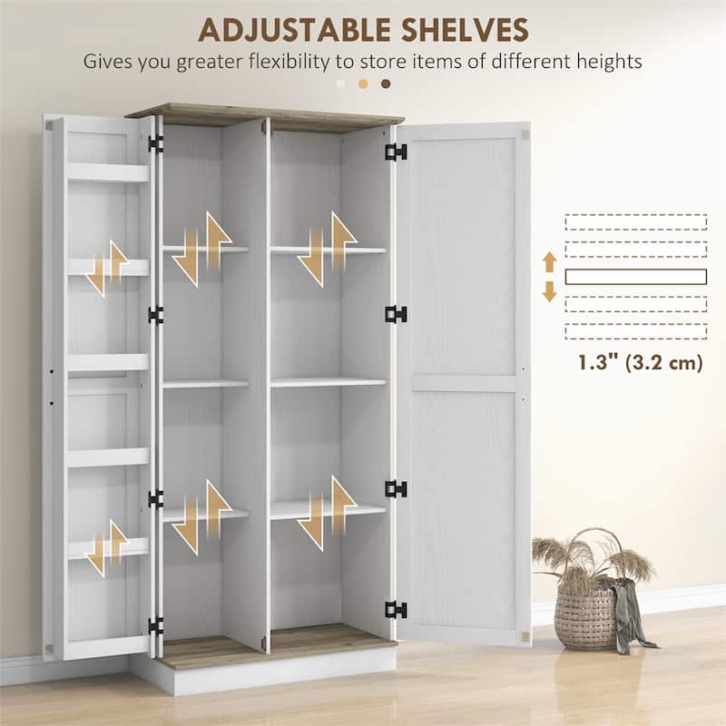 70" Tall Kitchen Pantry Cabinet,Modern Storage Cabinet w/6 Spice Racks