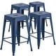 preview thumbnail 3 of 18, Backless Distressed Indoor/Outdoor Counter Height Stool (Set of 4) Antique Blue