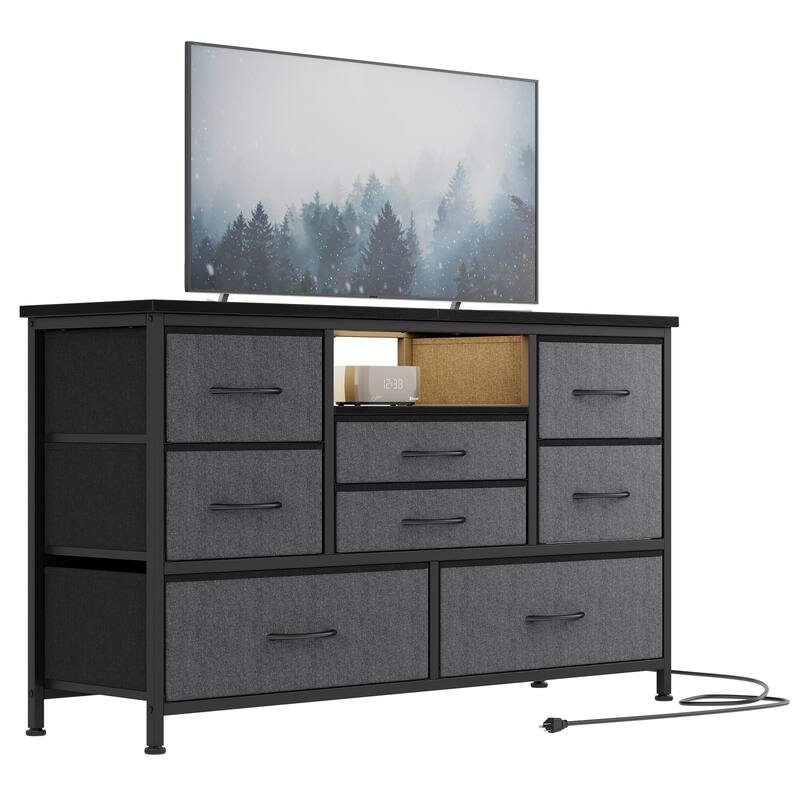 8 Drawers TV Stand with Power Outlet