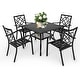 preview thumbnail 2 of 12, SUNCROWN Outdoor Patio 5/7 Piece Steel Dining Sets Metal Slatted Table and Stackable Chairs Powder Coated Frame