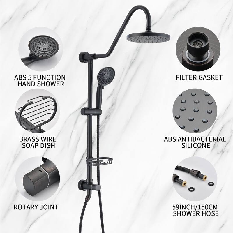 Proox 5-sprayer Rain Shower Faucet with Handheld Shower Soap Dish
