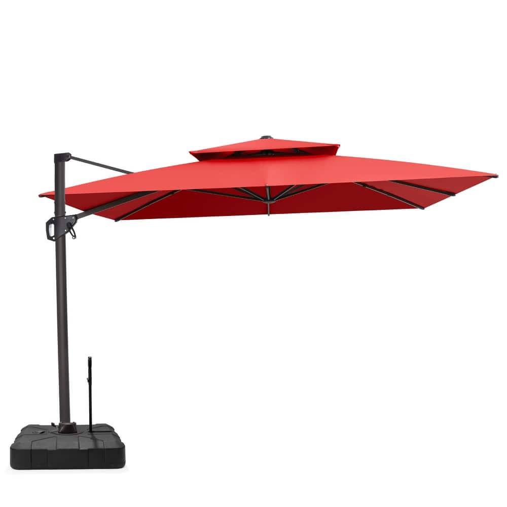 VredHom 10X10FT Offset Cantilever Patio Aluminum Umbrella with Rod Base