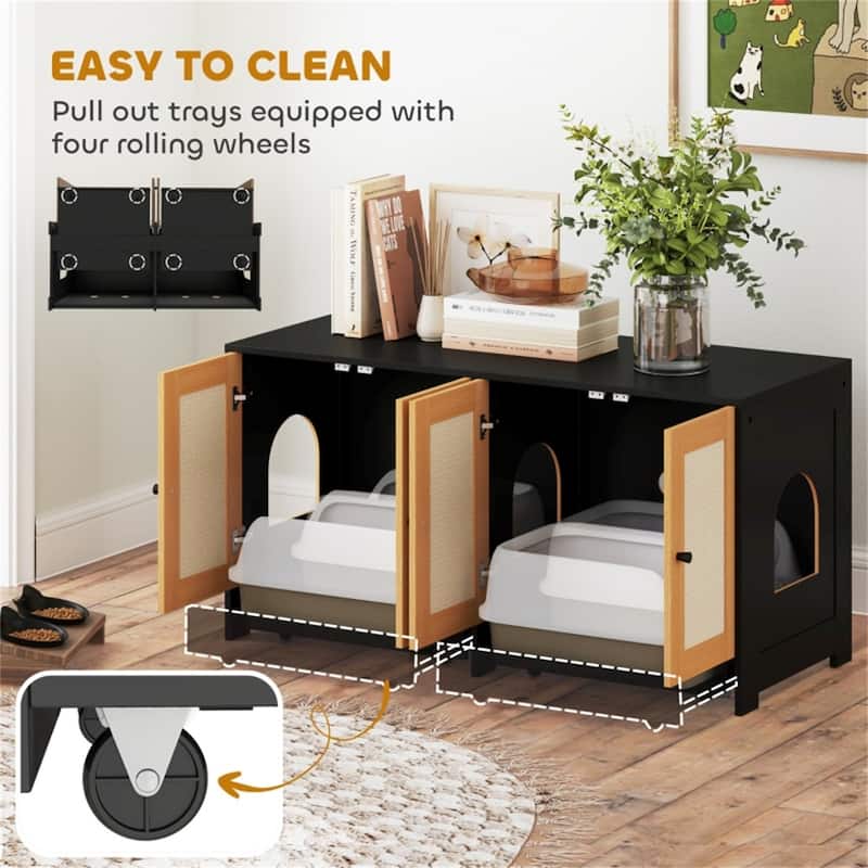 Cat Litter Box for Dual-purpose as Litter Box and Stylish End Table - 47.2"L x 19.7"W x 24.2"H