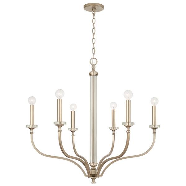 slide 2 of 6, Breigh 6-light Brushed Champagne Medium Chandelier