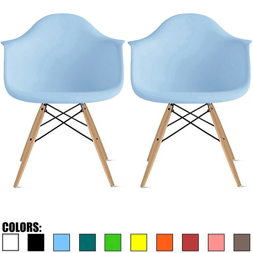 Shop 2xhome Set Of 2 Blue Modern Plastic Chair Armchair With Natural Wood Legs Accent Dining On Sale Overstock 21208060