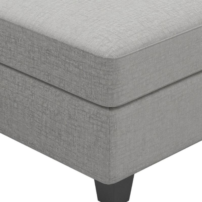 HomeRoots 26" Beige and Black Chenille Storage Ottoman